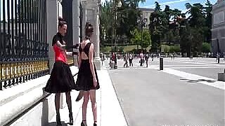 Sub with butt plug tail in public